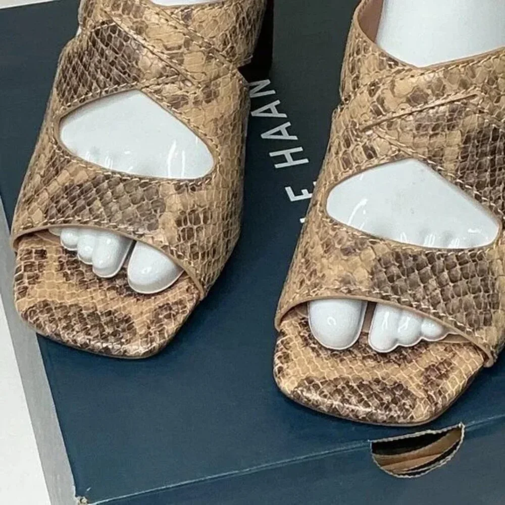 Cole Haan Reina City Sandal - Sahara Snake Leather, Size 8B, 3 1/2 Heel - Picture 3 of 10
